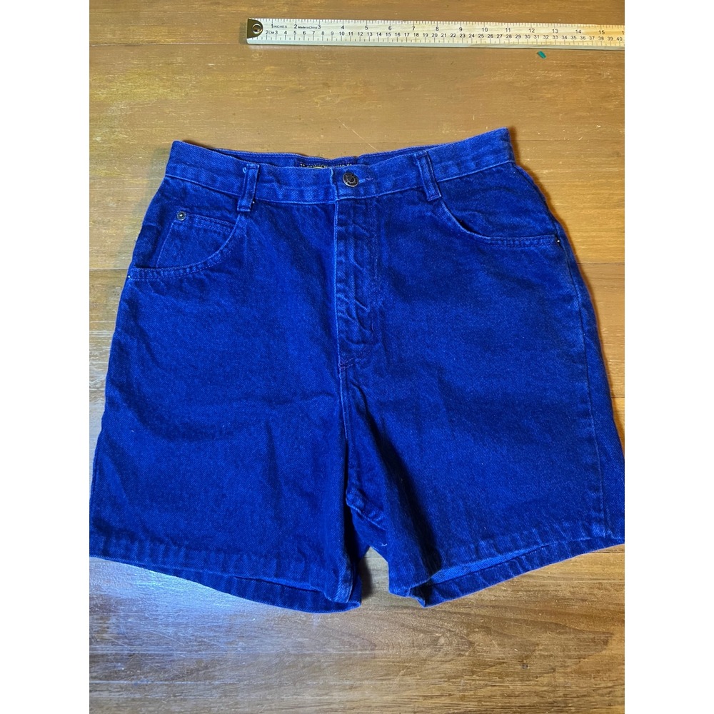 Vintage 90s Bonjour 25 Waist Cobalt Blue Denim High Waisted‎ Cotton Shorts